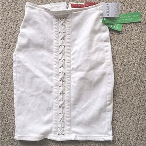 NWT GUESS Cecilia Denim lace up pencil midi skirt